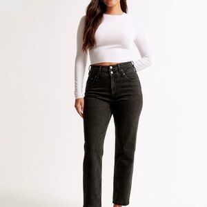 Abercrombie & Fitch Curve Love Ultra High Rise Ankle Straight Jean